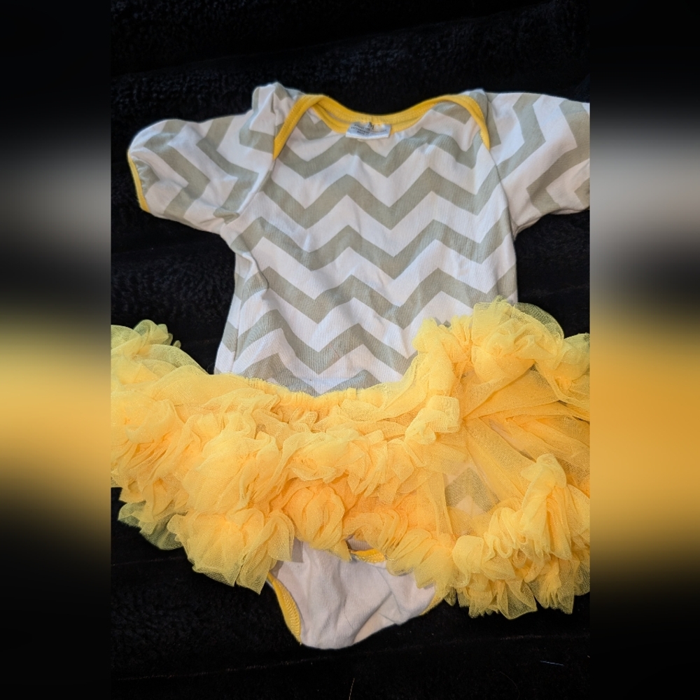 Chevron Patterned Kids Bodysuit with Yellow Accents